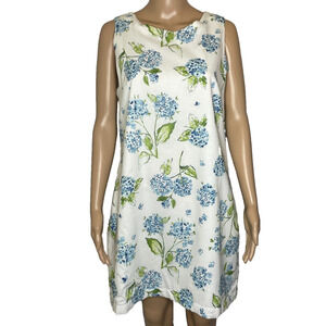 Women's Large Kiel James Patrick Hydrangas White Cotton Shift Dress